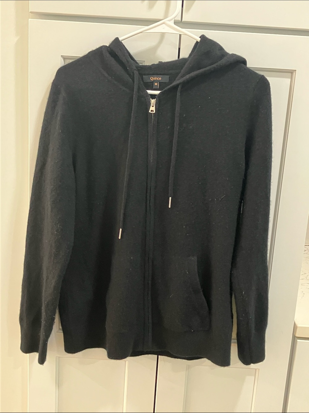 Quince Women's Black Mongolian Cashmere Full-Zip Hoodie